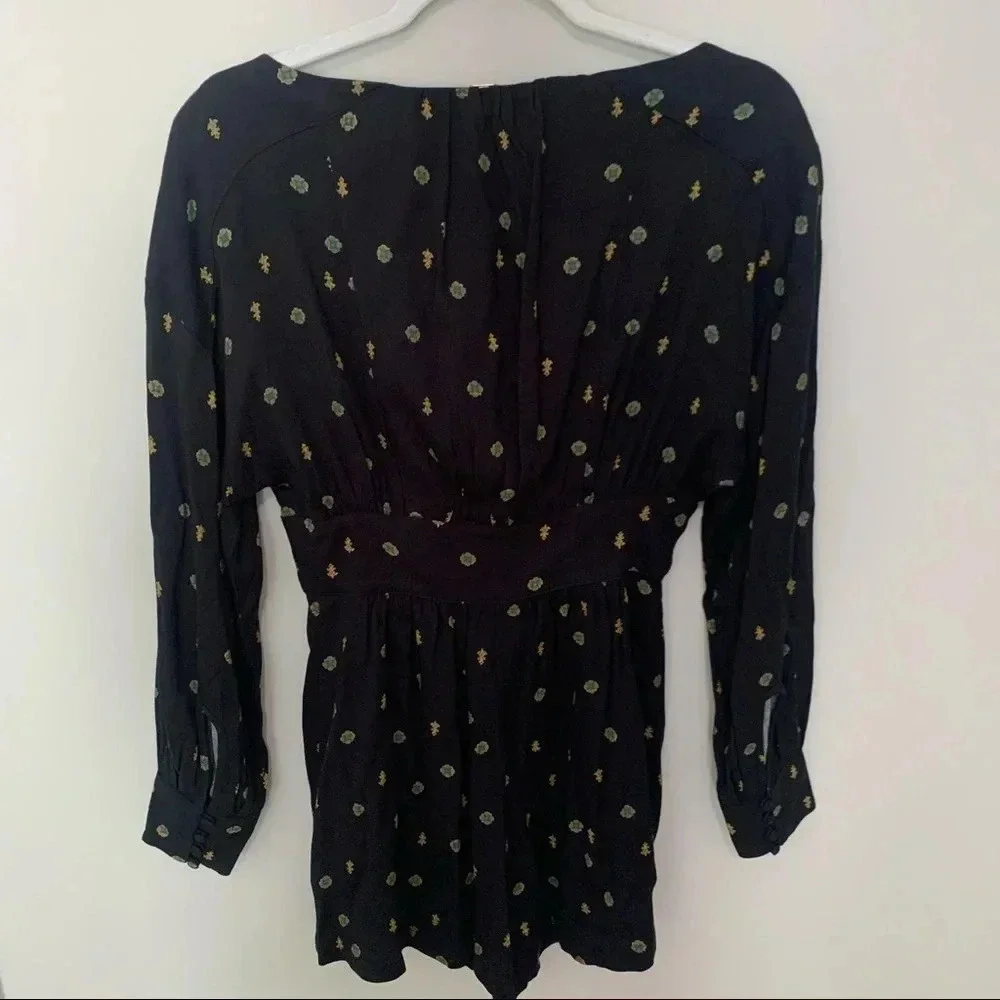 Free People Love Grows Long Sleeve Keyhole Romper Garden Print Size XS